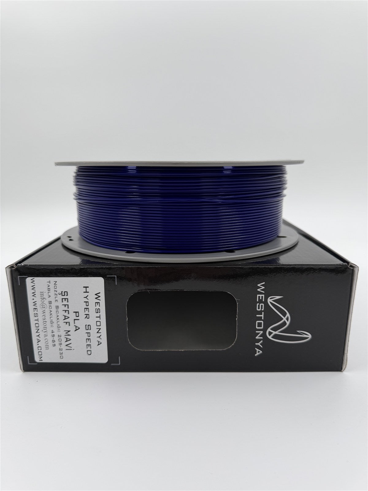 Westonya Hyper Speed PLA Şeffaf Mavi makara detayı